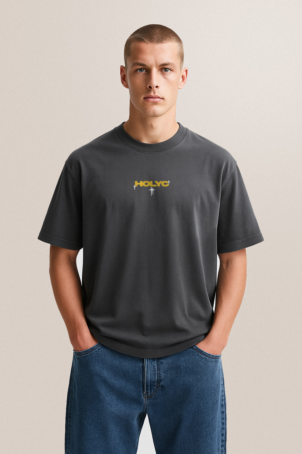 Camiseta Chumbo Oversized em Malhão – Anjo (Re)AJA
