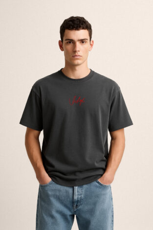 Camiseta Cinza Chumbo Oversized em Malhão - Pilar (Re)AJA