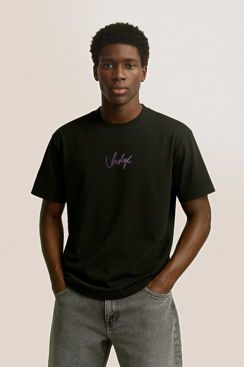 Camiseta Preta Oversized em Malhão - Pilar Lilás (Re)AJA