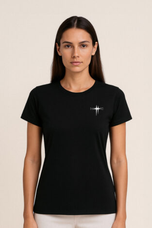 Camiseta Preta Algodão Pima Corte Feminino - (Re)AJA